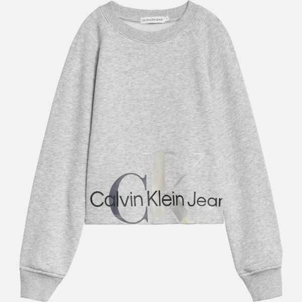商品Calvin Klein|Calvin Klein Girls' Mixed Monogram Cutoff Sweatshirt - Light Grey Heather,价格¥228,第3张图片详细描述