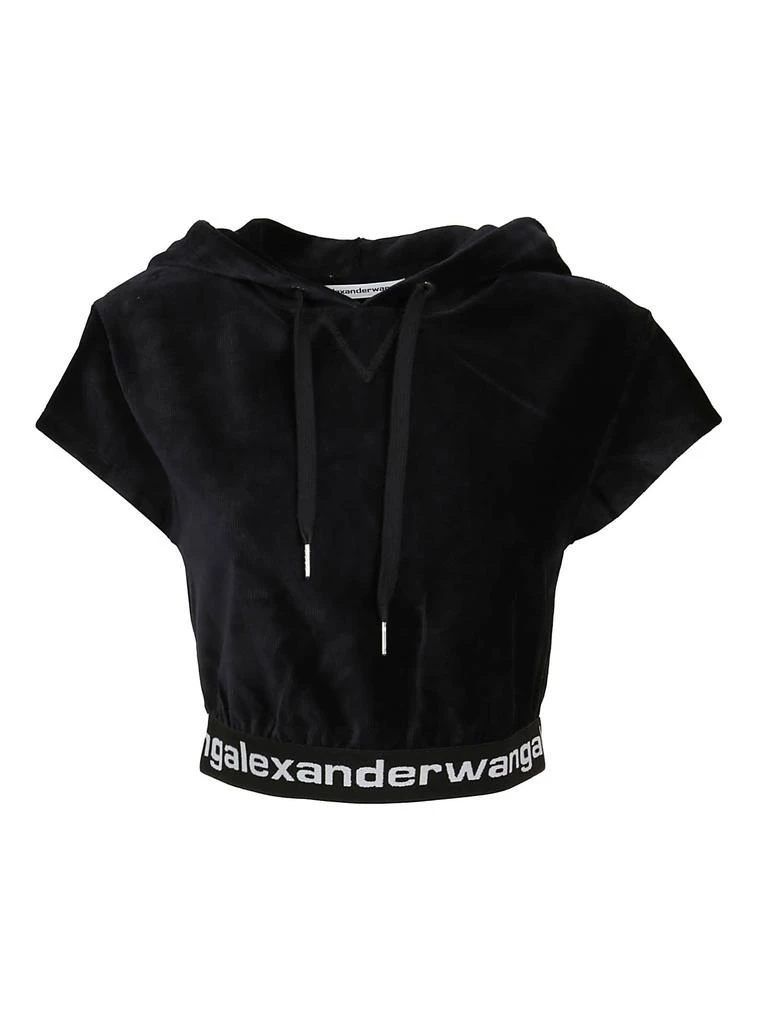 商品Alexander Wang|T by Alexander Wang Stretch Corduroy With Logo Elastic Sleeve Hoody,价格¥2207,第1张图片