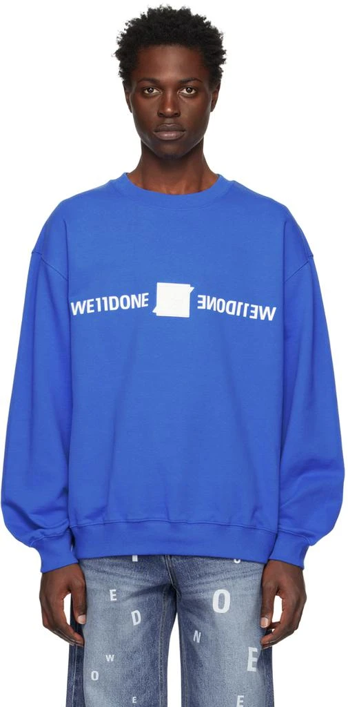 商品We11done|Blue Patched Mirror Sweatshirt,价格¥1506,第1张图片