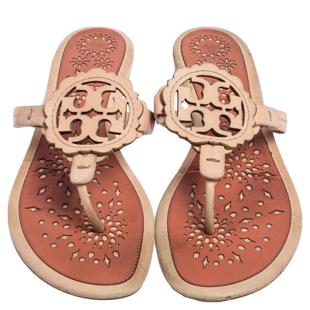 Tory Burch Pink Leather Mini Miller Thong Flat Sandals Size 41商品第3张图片规格展示
