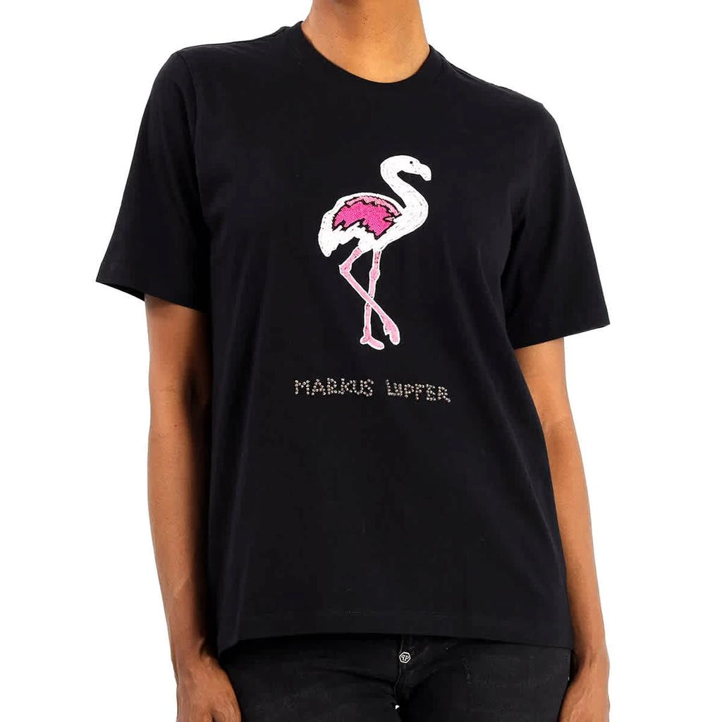 商品MARKUS LUPFER|Markus Lupfer Ladies Black Embellished Flamingo T-shirt, Size Small,价格¥448,第1张图片