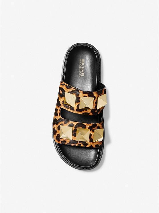 商品Michael Kors|Stark Studded Leopard Print Calf Hair Slide Sandal,价格¥466,第5张图片详细描述