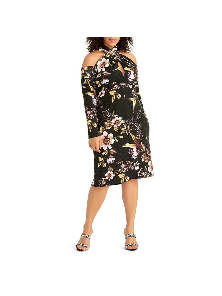 商品RACHEL Rachel Roy|Plus Womens Sparkle Floral Halter Dress,价格¥271,第1张图片