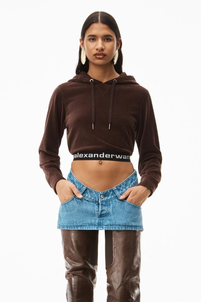 商品Alexander Wang|LOGO CROPPED HOODIE IN STRETCH CORDUROY,价格¥1005,第2张图片详细描述