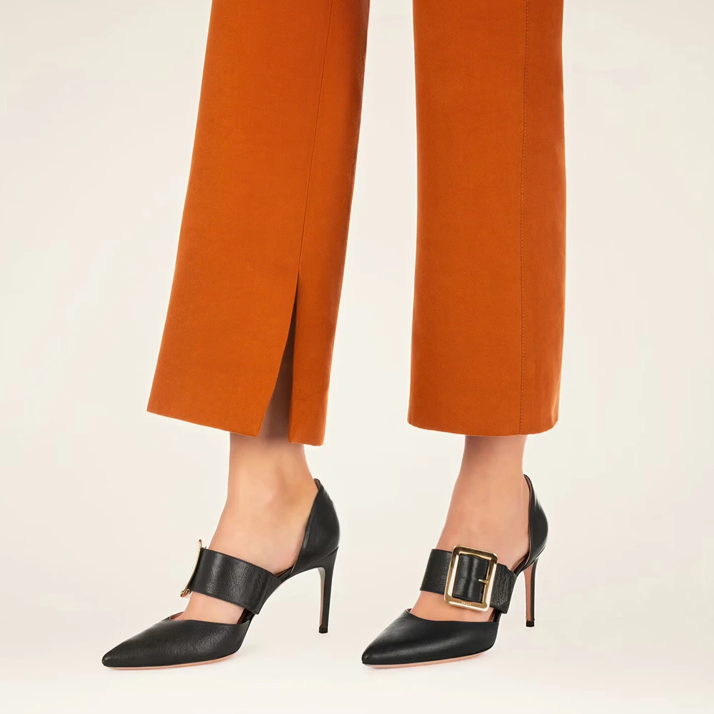 BALLY 女士黑色羊皮交叉扣带浅口高跟鞋 6238161 商品