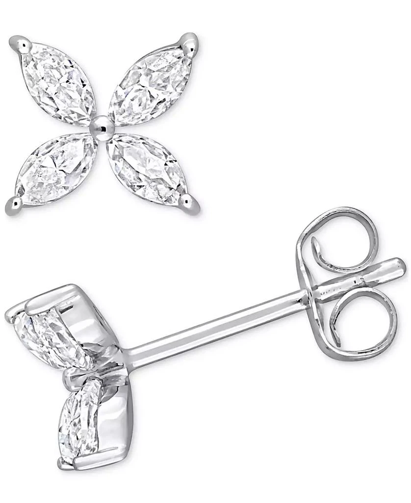 商品Macy's|Lab-Grown Moissanite Flower Stud Earrings (3/4 ct. t.w.) in 10k White Gold,价格¥2159,第1张图片