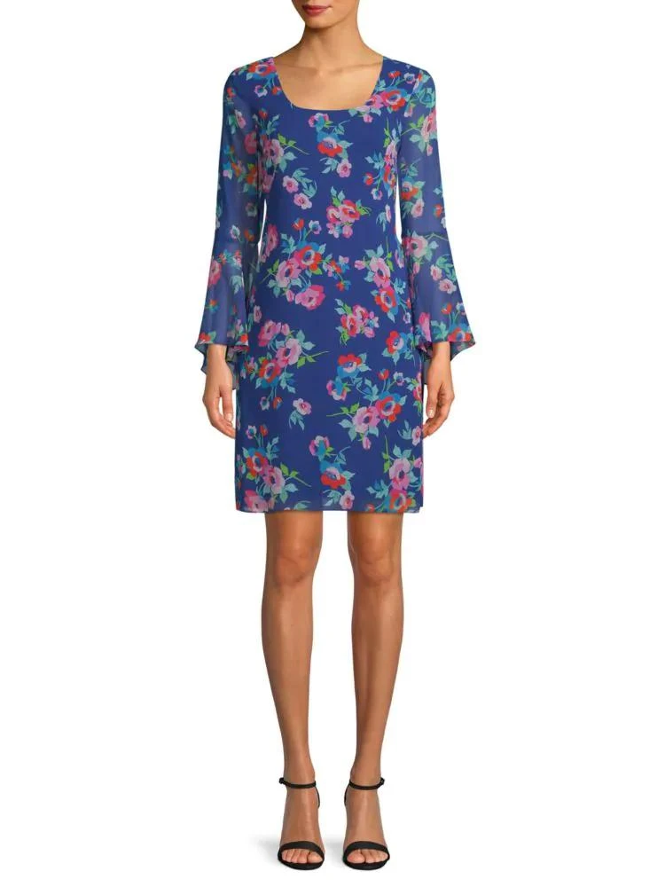 商品Karl Lagerfeld Paris|Floral-Print Bell-Sleeve Sheath Dress,价格¥412,第1张图片