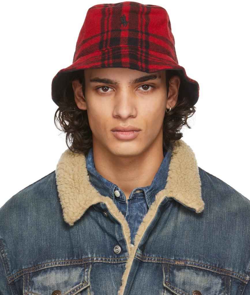 商品Ralph Lauren|Red & Black Plaid Bucket Hat,价格¥559,第1张图片