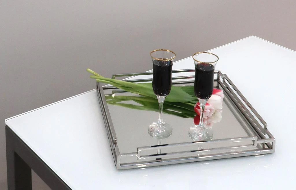 商品Classic Touch Decor|15.75"L Square Mirror Tray,价格¥1000,第4张图片详细描述
