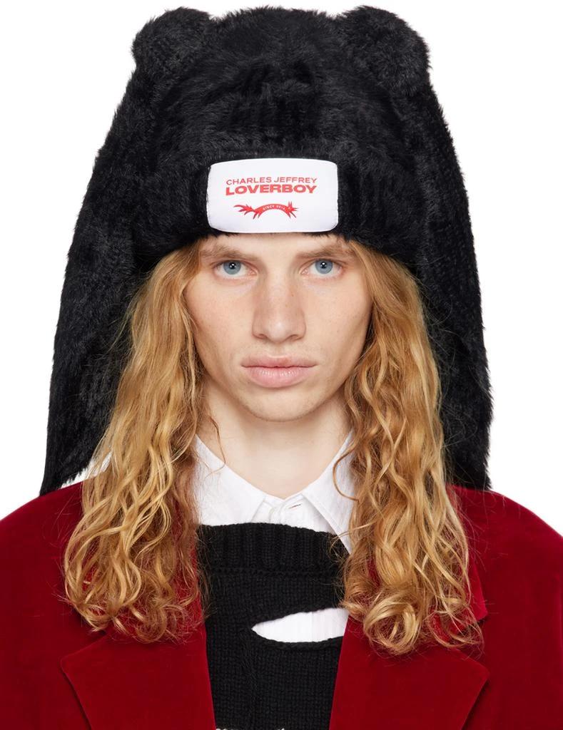 商品Charles Jeffrey Loverboy|Black Fluffy Chunky Rabbit Beanie,价格¥1534,第1张图片