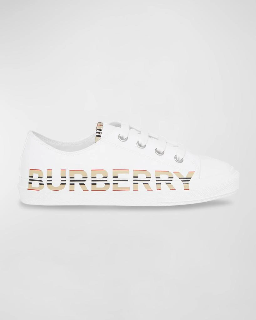 商品Burberry|Kid's Larkhall Icon Stripe Logo Gabardine Sneakers, Toddler/Kids,价格¥1089,第1张图片