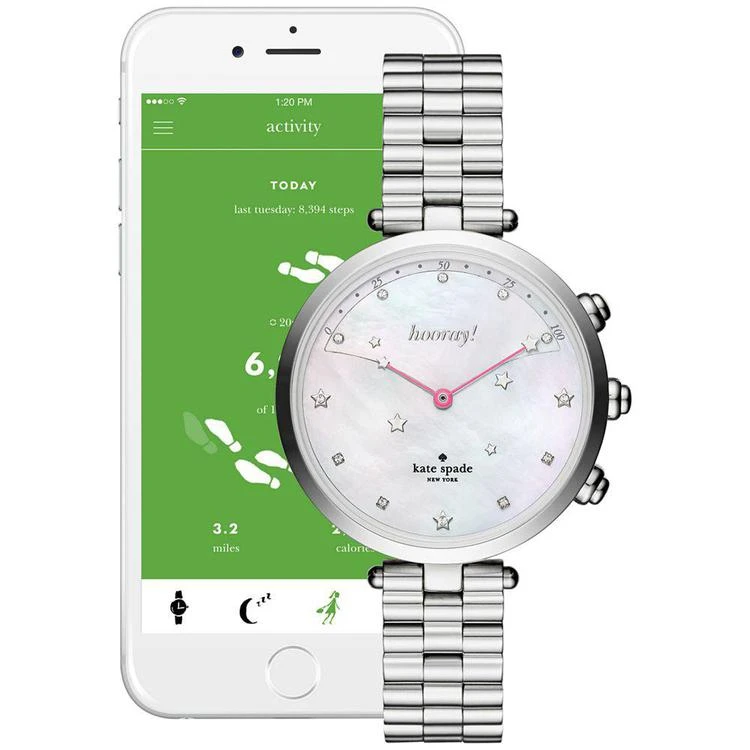 商品Kate Spade|Women's Holland Slim Stainless Steel Bracelet Hybrid Smart Watch 38mm,价格¥1683,第3张图片详细描述