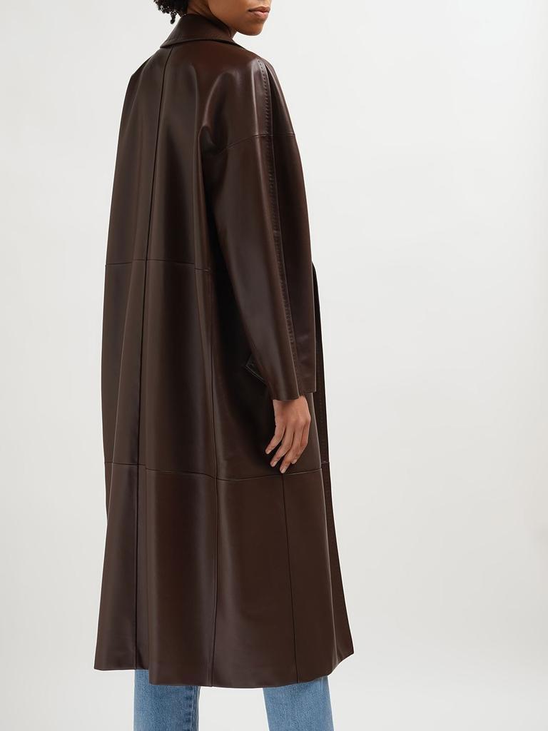 商品Max Mara|Ussuri Double Breasted Leather Long Coat,价格¥32591,第4张图片详细描述