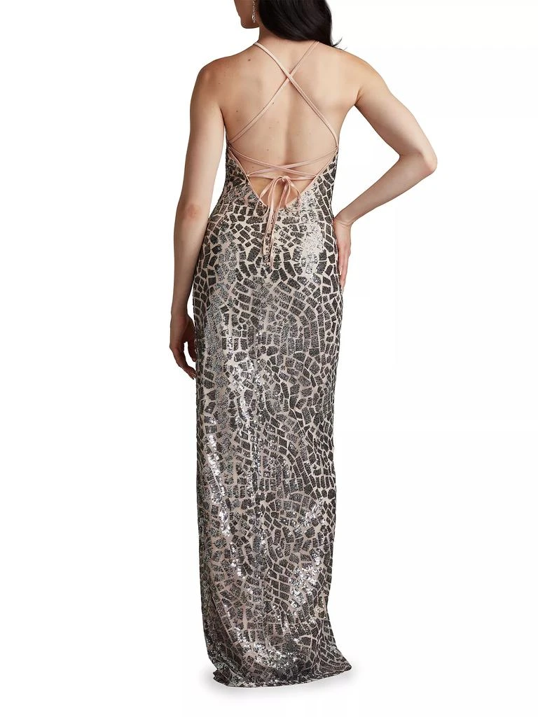 商品Sho by Tadashi Shoji|Sequined Crisscross Halter Gown,价格¥2090,第5张图片详细描述