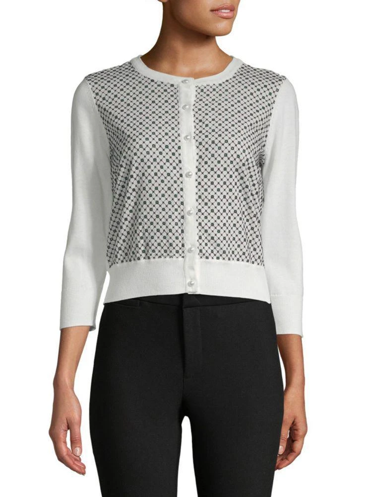 商品Karl Lagerfeld Paris|Cropped Lace-Print Cardigan,价格¥300,第1张图片