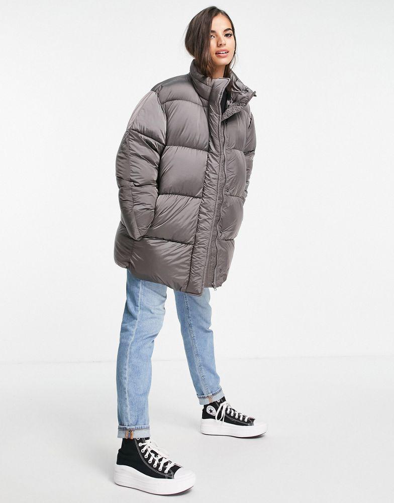 ASOS DESIGN luxe oversized puffer jacket in charcoal商品第4张图片规格展示