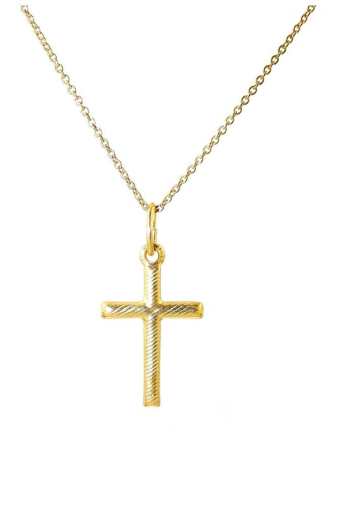 18K Gold Vermeil Italian Design Cross Pendant Necklace商品第1张图片规格展示