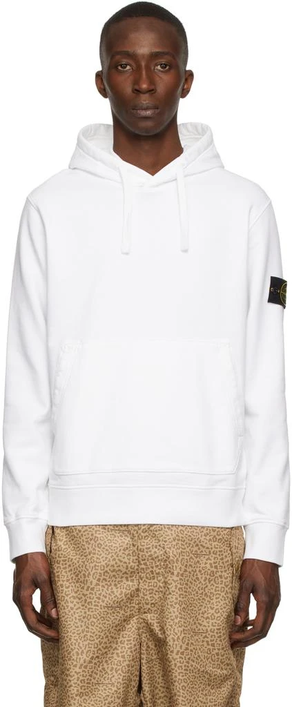 商品Stone Island|White Fleece Hoodie,价格¥1527,第1张图片