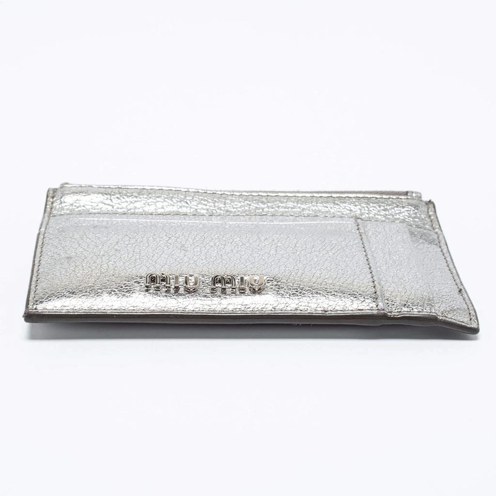 Miu Miu Metallic Silver Leather Zip Card Holder 商品