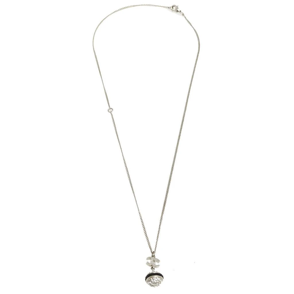 商品[二手商品] Chanel|Chanel CC Silver Tone Metal Crystal Ball Pendant Necklace,价格¥6104,第2张图片详细描述