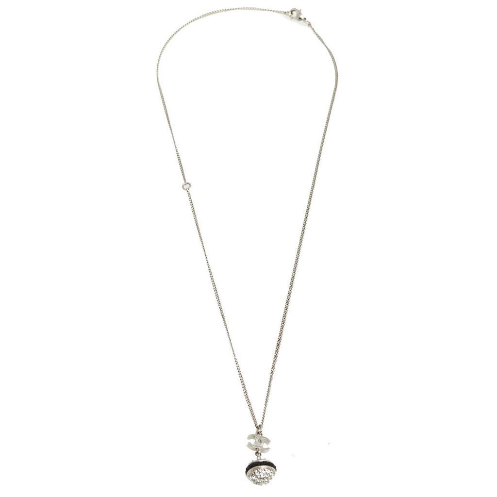 商品[二手商品] Chanel|Chanel CC Silver Tone Metal Crystal Ball Pendant Necklace,价格¥5789,第4张图片详细描述