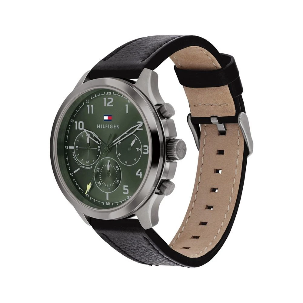 商品Tommy Hilfiger|Men's Black Leather Strap Watch 44mm,价格¥874,第2张图片详细描述
