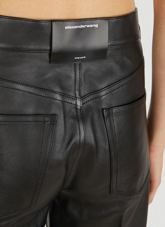 Panelled Leather Pants in Black商品第5张图片规格展示