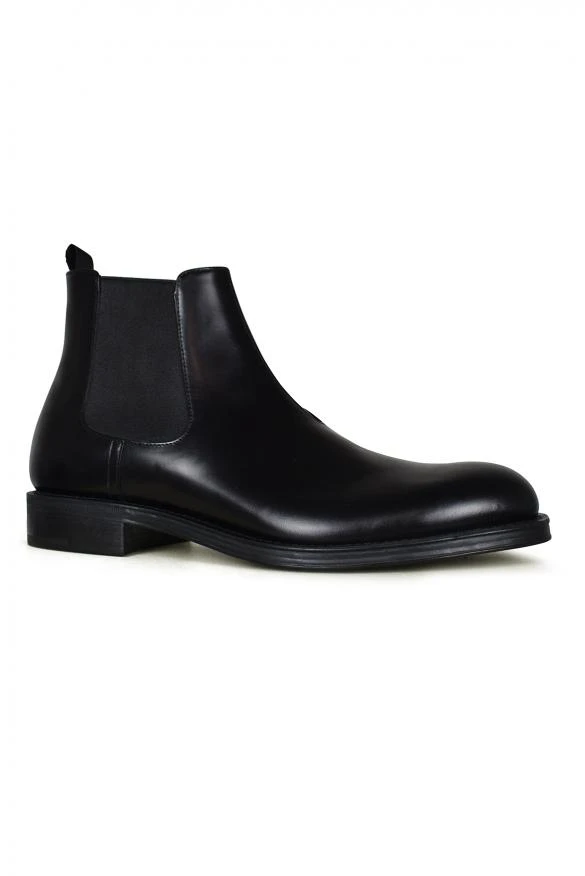 商品Prada|Men's luxury ankle boots prada black leather ankle boots with triangle details,价格¥4432,第2张图片详细描述