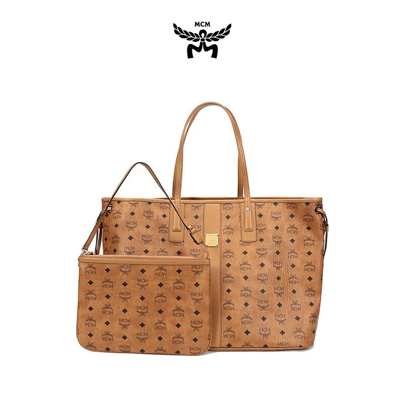 商品[国内直发] MCM|MCM Liz Visetos 老花满印 帆布 子母包托特包Tote包购物袋单肩包手提包 女款 干邑色/黑色,价格¥2950,第1张图片