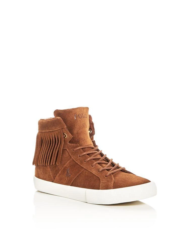 商品Ralph Lauren|大童Girls' Winona Fringe High Top Sneakers - Big Kid,价格¥393,第1张图片