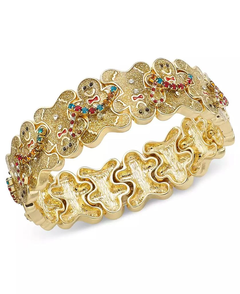 商品Holiday Lane|Gold-Tone Multicolor Crystal Glitter Gingerbread Stretch Bracelet, Created for Macy's,价格¥75,第1张图片