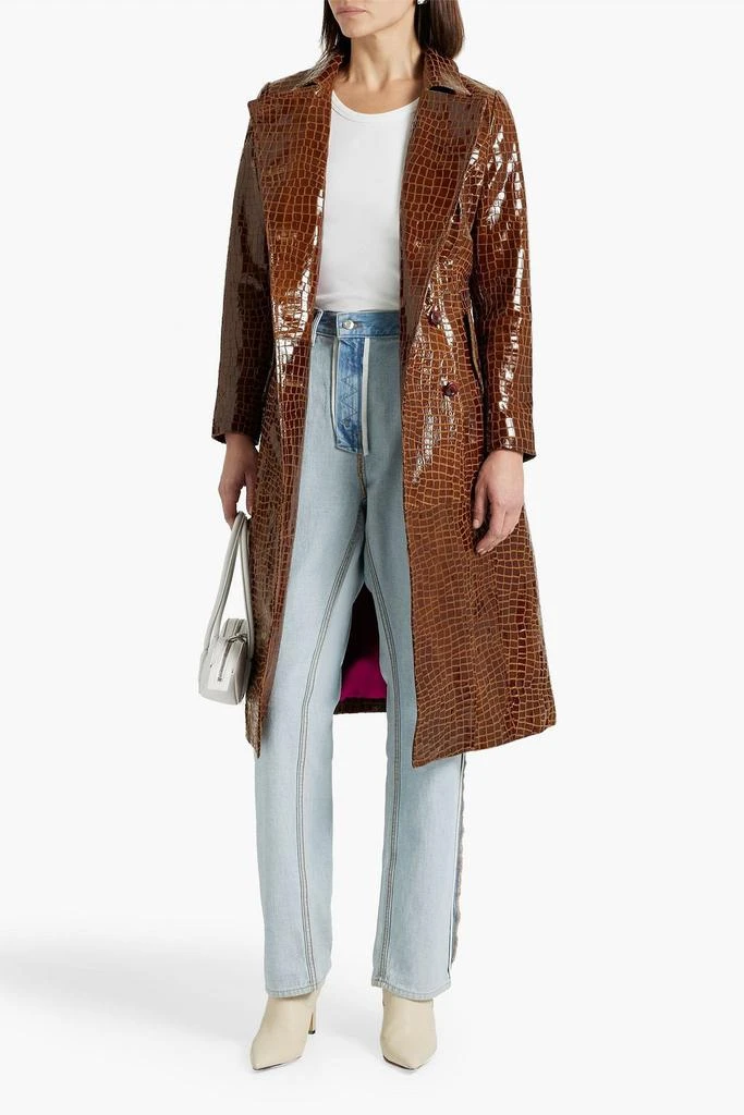 商品Muubaa|Glossed croc-effect leather trench coat,价格¥3561,第2张图片详细描述