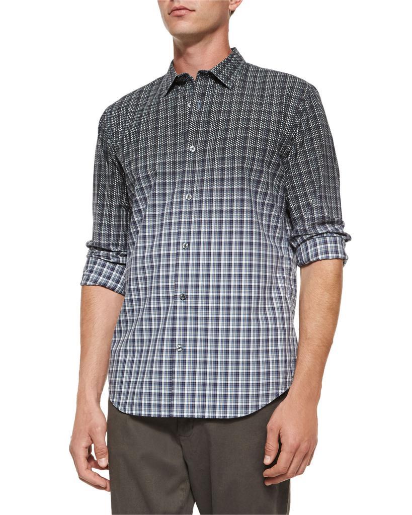 商品Vince|Multi-Plaid Woven Degrade Shirt, Blue Multi,价格¥714,第1张图片