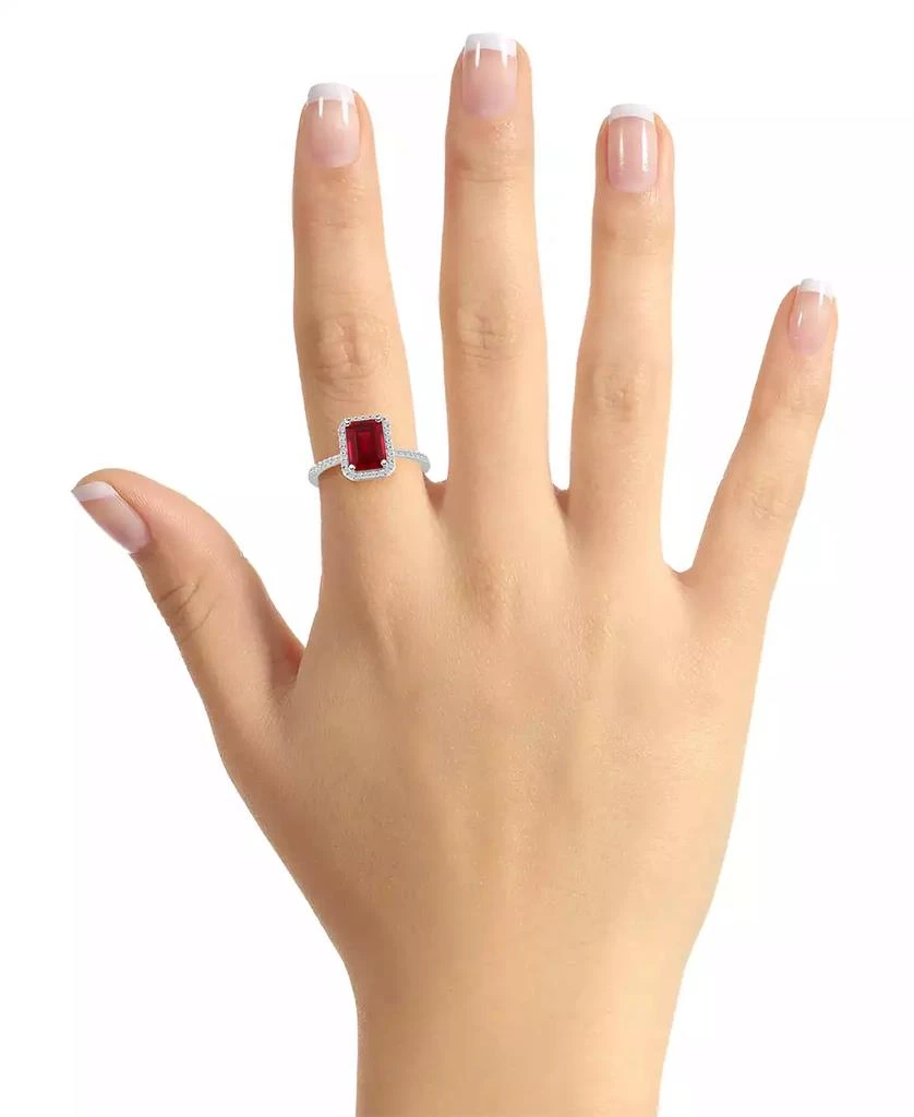 商品Macy's|Lab-Grown Ruby (2 ct. t.w.) and Lab-Grown Sapphire (1/4 ct. t.w.) Halo Ring in 10K White Gold,价格¥3351,第2张图片详细描述