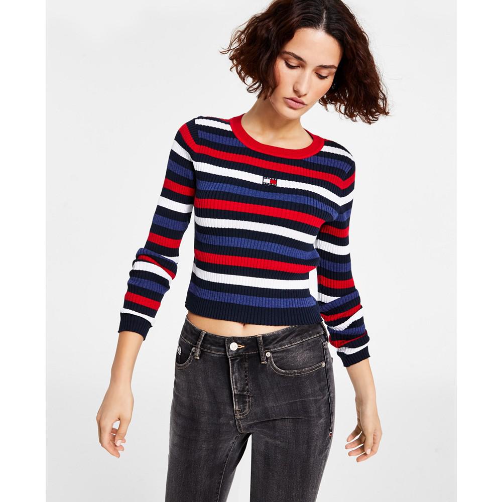 Women's Cotton Striped Ribbed Sweater商品第1张图片规格展示