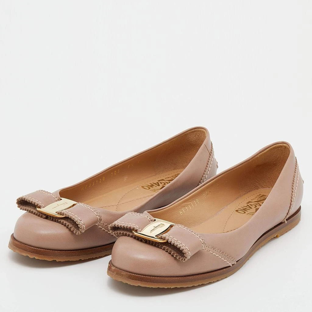 商品[二手商品] Salvatore Ferragamo|Salvatore Ferragamo French Pink Leather Vara Bow Ballet Flats Size 36,价格¥1091,第2张图片详细描述