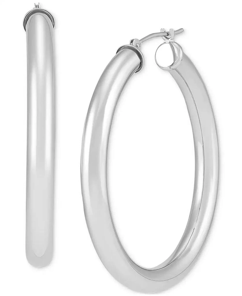 商品Italian Gold|Polished Tube Hoop Earrings in 14k White Gold (40mm),价格¥3014,第3张图片详细描述