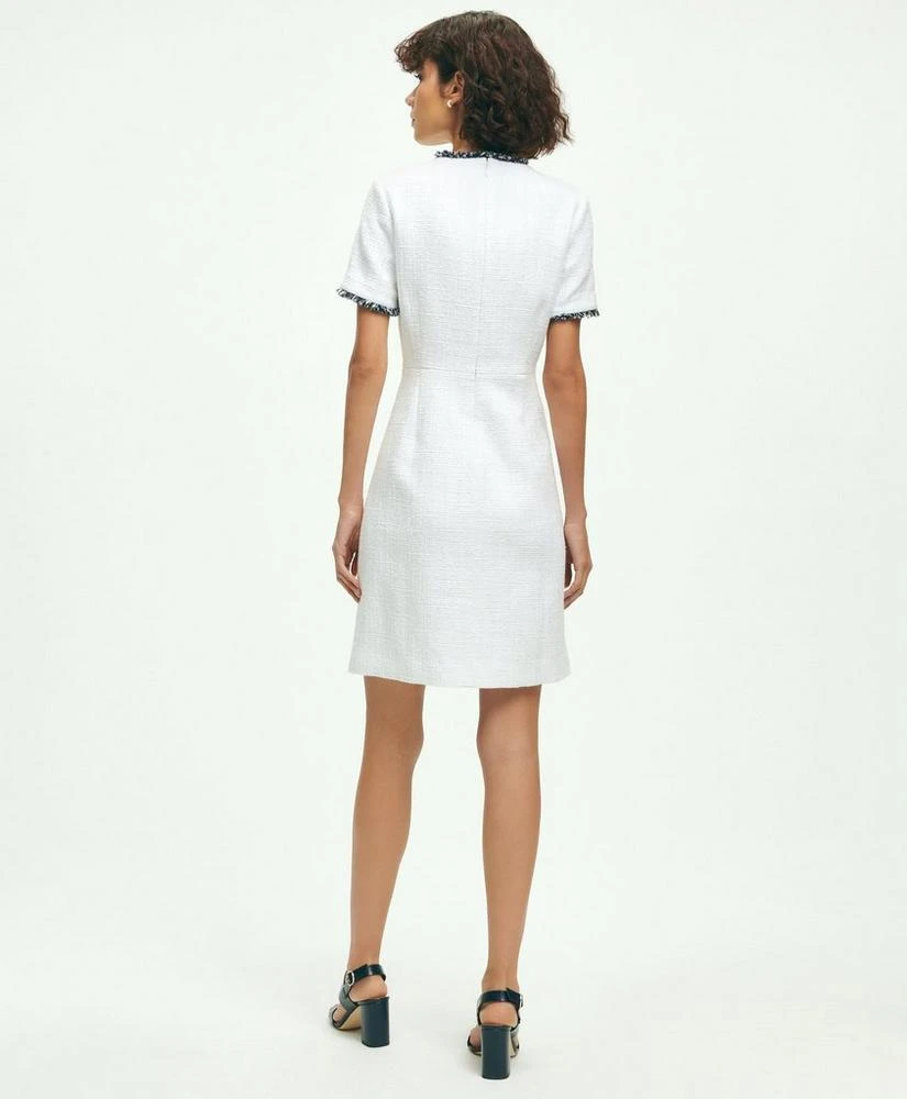 商品Brooks Brothers|Cotton Blend Boucle Fringe Trim Short Sleeve Dress,价格¥1100,第2张图片详细描述