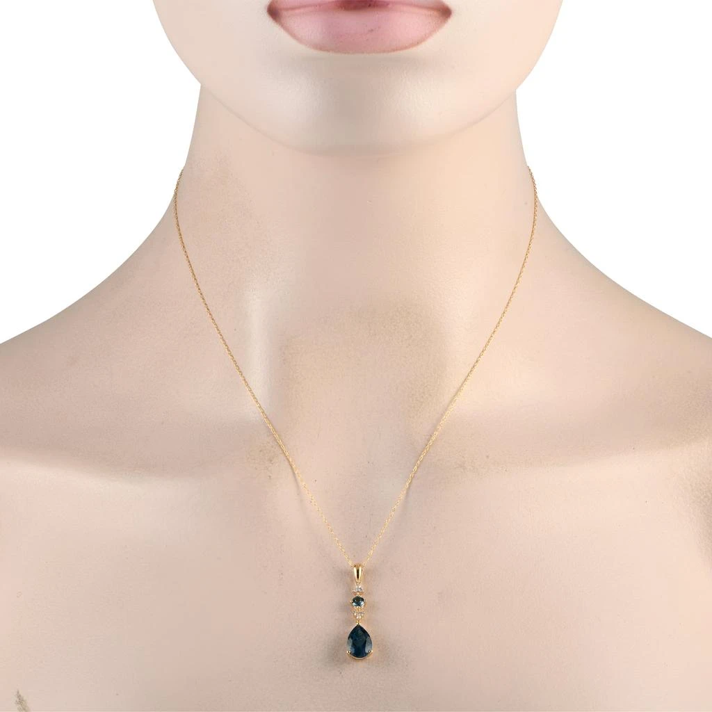 商品LB Exclusive|14K Yellow Gold 0.05ct Diamond and Blue Topaz Pendant Necklace D4-16247YBT,价格¥2864,第2张图片详细描述