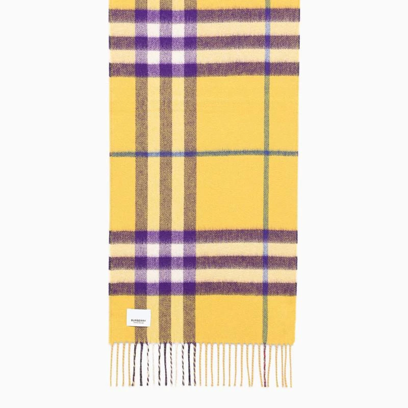 商品Burberry|Yellow/purple cashmere scarf,价格¥3944,第3张图片详细描述