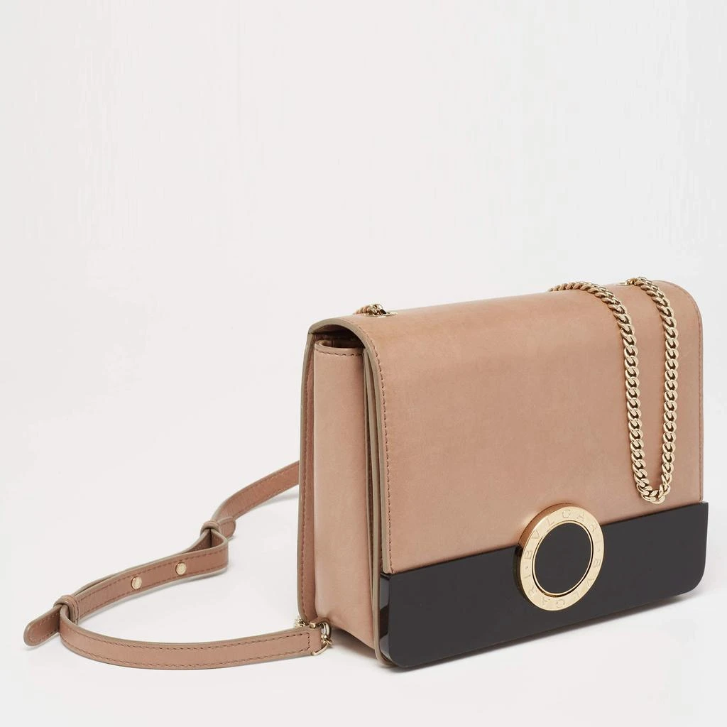 商品[二手商品] BVLGARI|Bvlgari Beige/Black Leather and Perspex Small Flap Cover Shoulder Bag,价格¥3104,第3张图片详细描述