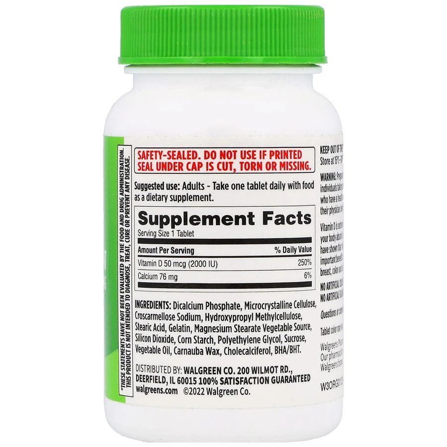 商品Walgreens|Vitamin D3 50 mcg (2000 IU) Tablets,价格¥81,第3张图片详细描述