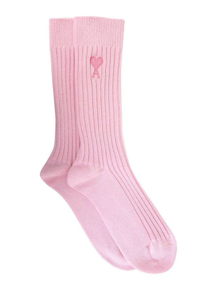 商品AMI|AMI Embroidered Logo Ribbed Socks,价格¥187,第1张图片