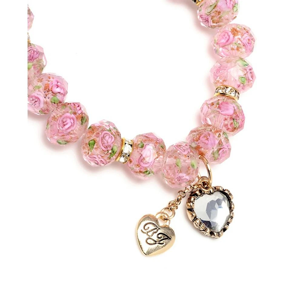 商品Betsey Johnson|Betsey Johnson Pink Flower Beaded Stretch Bracelet贝齐约翰逊粉红色花串珠手链,价格¥226,第2张图片详细描述