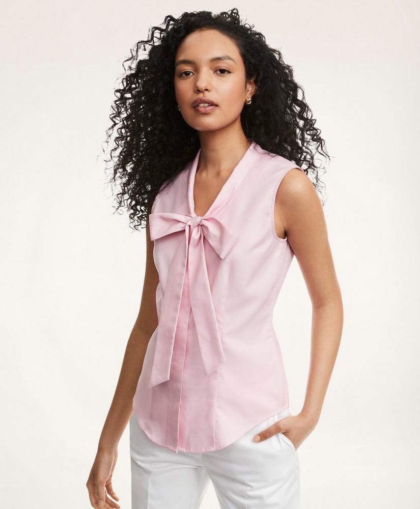 商品Brooks Brothers|Fitted Non-Iron Supima® Cotton Sleeveless Bow Shirt,价格¥368,第1张图片