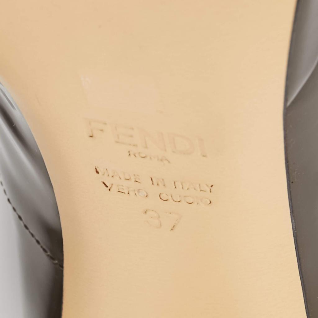 Fendi Grey Patent Leather Peep Toe Pumps Size 37商品第7张图片规格展示