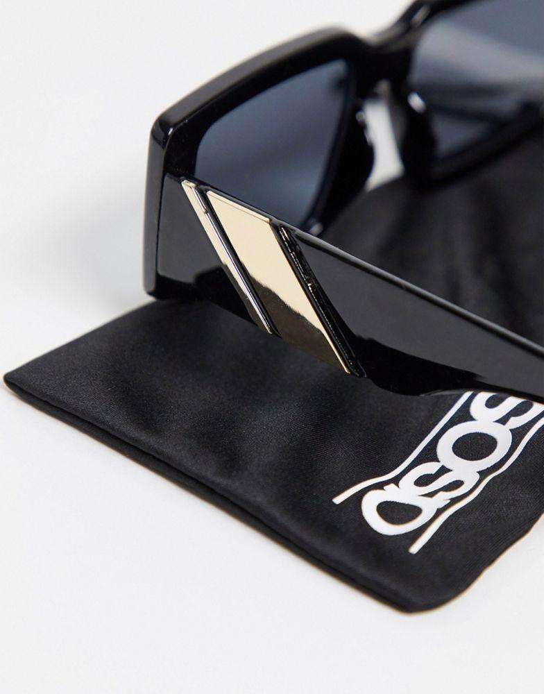 ASOS DESIGN frame oversized mid square sunglasses in black - BLACK商品第4张图片规格展示