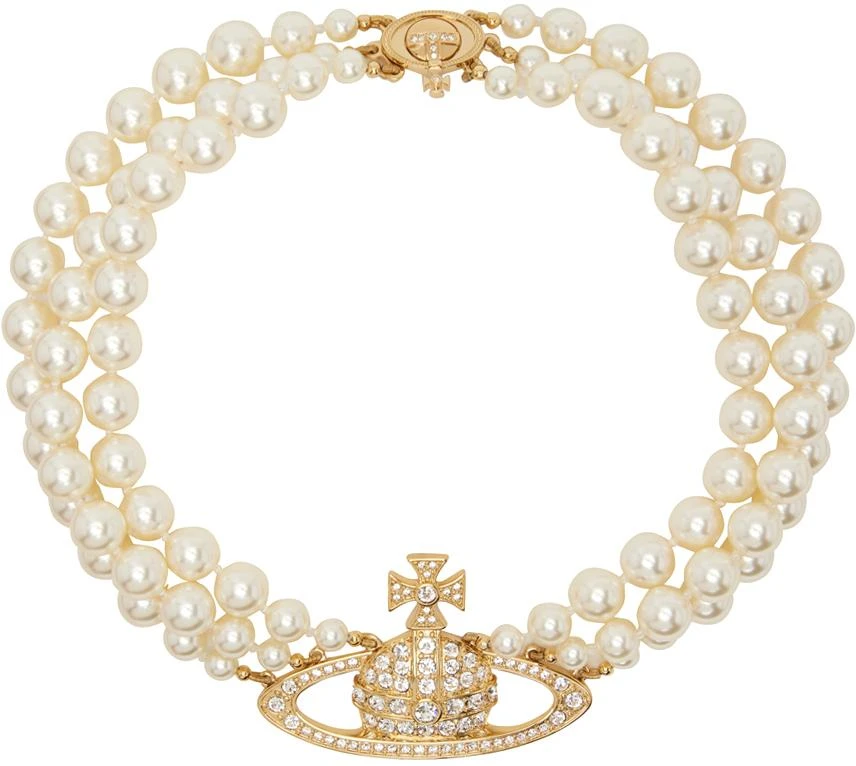 商品Vivienne Westwood|Gold Pearl Bas Relief Choker,价格¥2837,第1张图片