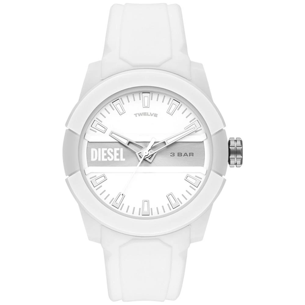 商品Diesel|Men's Double Up White Silicone Strap Watch 43mm,价格¥698,第1张图片