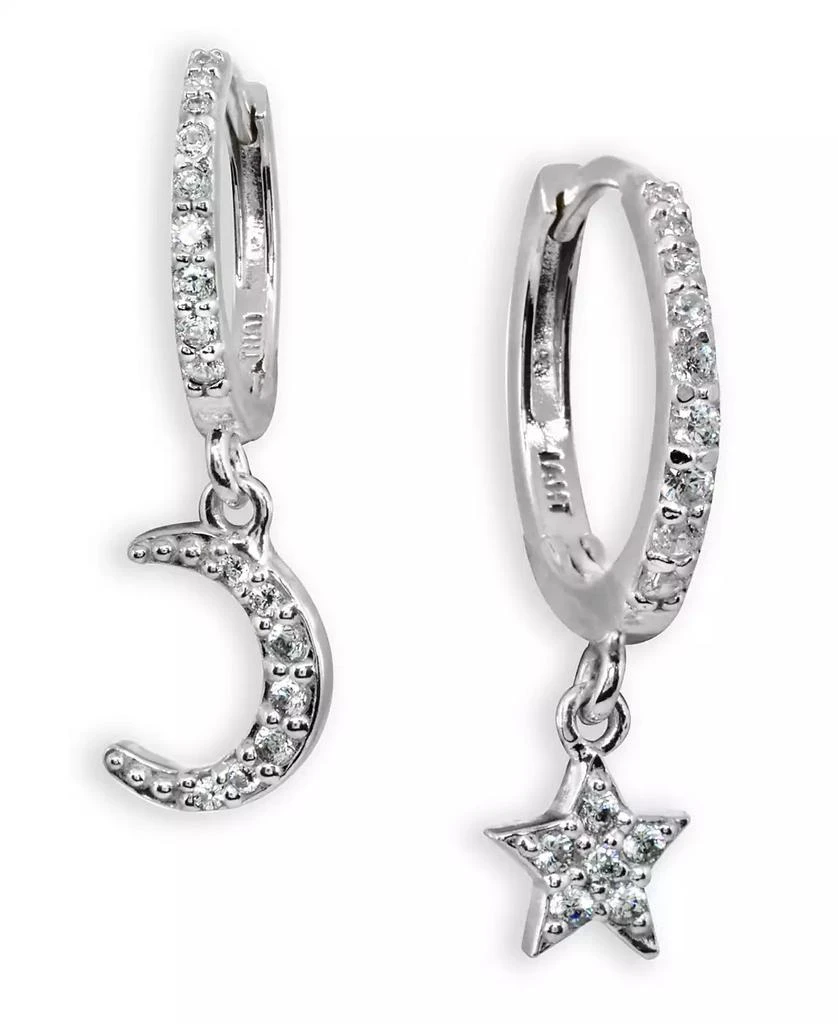 商品Giani Bernini|Cubic Zirconia Moon & Star Charm Drop Huggie Hoop Earring in Sterling Silver or 18k Gold Plated Sterling Silver,价格¥590,第1张图片